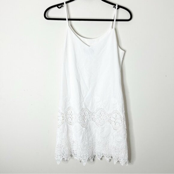 DRY LAKE Women’s Mini Dress White Sleeveless lace detail Cotton V-neck Small - Picture 2 of 10